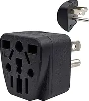US Travel Plug Adapter EU/UK/AU/in/CN/JP/Asia/Italy/Brazil to USA (Type B), 3 Prong Grounded USA Wall Plug, International Mini Travel Adapter and Converter, Wall Outlet Power Charger Converter Black