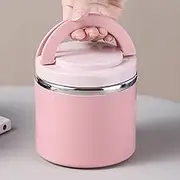 Ptsygantl Food Thermos, 630ml Soup Thermos, Stainless Steel Bento Box with Handle, Breakfast Cup Soup Storage Container Sealed for Work Travel (Pink)