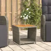 NNEVL Tea Table with Wooden Top Grey Poly Rattan&Solid Wood Acacia