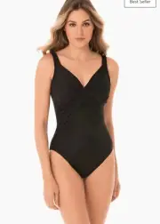 Miraclesuit Rock Solid Revele One Piece Swimsuit Black Size 10DD NWT $ 180
