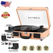 Elegant 3-Speed Belt-Driven Turntable in Vintage Suitcase Design, Easy to Carry