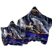 Cool Fantasy Warrior Angel Dragon and Panthers Towel with Hood