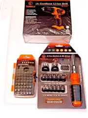 Drill Cordless 3/8' 12V Li-ion + 29 Pc. Socket Set + 67 Pc. Bits Torelli Tools
