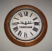 Southern Railway SR Victorian Style Wooden Clock, Fareham Station, Hampshire.