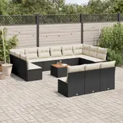 vidaXL 14 Piece Garden Sofa Set with Cushions Black Poly Rattan