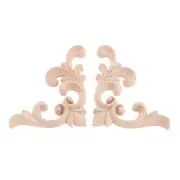 Unpainted Wooden Carved Corner Decal Floral Appliques Craft Fireplace Decor
