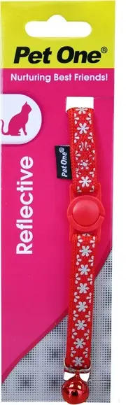Cat Collar Red Snow Nylon Reflective - 15cm-22.5cm x 10mm (Pet One)
