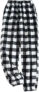[codcm] Womens Plaid Fluffy Pajama Pants Fuzzy Fleece Cozy Lounge Pants with Pockets Winter Warm Pj Bottoms