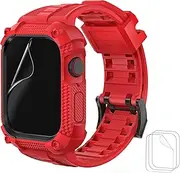 [Wristitani] Compatible with Apple Watch Band with Shockproof Rugged Case 40mm 41mm 44mm 45mm for iWatch Series 8/7/6/SE/5/4, Durable TPU Sport Strap with Full Coverage Screen Protector