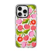 iPhone 16 Pro Clear Case MagSafe Compatible Checkered Cherries
