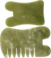 CALLARON Facial Scraping Board Massage Comb Natural Jade Scraping Tool Dual Sizes Comfortable Handling
