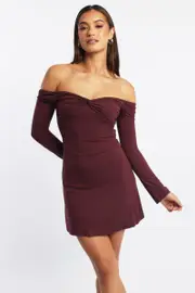 Red Off Shoulder Mini Dress - Size 16XL, Women's Skater Dress