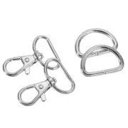 Swivel Trigger Snap Hooks, Classic Lobster Clasps with D-Rings (1", Silver)