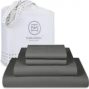 Threadmill 5-Star Hotel 500 Thread Count Best Bed Sheets, 100% Cotton Sheets Set for Queen Bed, Smoother Than Egyptian Cotton Claims, 4 Pc Set with Deep Pockets (Dark Grey)