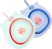 GREENADSCAPE 2pcs Portable Folding Wash Basin for Cartoon Design Washing Basin Space Saving Collapsible Buckets for Home Use and Travel Durable and Colorfast with Hot Water