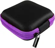 AIMALL Portable Hard Shell Bag Headphone Storage Bag Headphone Box Mini Storage Portable Bag, Waterproof PU Material, Mesh Pocket, Zipper Closure，2.95"x2.95"x1.18"