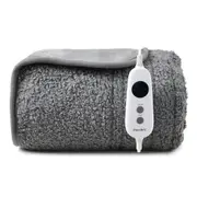 Dreamaker Teddy Fleece Electric Heated Throw Blanket [130x160cm] (Light Grey)