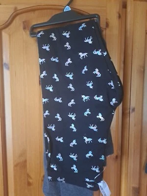 Girls Black Unicorn Leggings Age 13/14:F@F New