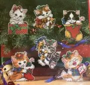 Dimensions Counted Cross Stitch Kit 8519 Merry Kittens Ornaments Makes 6