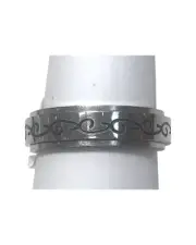 Fidget ring - silver spinner with swirls. Sizes 6, 7, 9, 10, 11. (FR3)