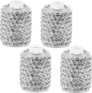 MOLUCKFU 4pcs Valve Cap Tire Stem Valve Caps Key Universal Automobile Bling for Tire Automotive Bling Accessories for Women Rhinestone Car Accessories for Women Aluminum Alloy White