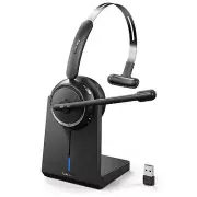 Wireless Bluetooth Headset with Noise Canceling Mic & Mute Button Charging Base