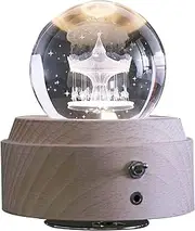 Musical Box Carousel Crystal Ball Music Box,Glowing Crystal Ball,Music Box with Projection&LED Lights Girl Birthday Christmas