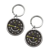 2PK Nostalgic Art Metal 7.5cm Round Keyring Hang Keychain Decor Citroen Tacho