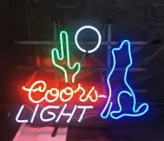 Wolf Coyote Cactus Moon Coo*s Light Real Neon Beer Sign Man Cave Wall Sign 20"