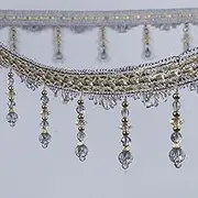 Fringe Trim，Curtain Tassels， 12 Yards Curtain Trims Crystal Beaded Pendant Tassel Fringe Hanging Beads Edging Braid Trimming Lace Lampshades Decor(Grey)