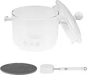1300/1900ml Cooking Pot with Lid Non Stick Glass Simmer Pot Heat Resistant Stovetop Pan Cookware Set for Cooking Pasta Noodle Soup Milk(Transparent Color,1300ML)