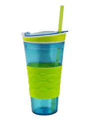 Travel Snack Drink Cup With Straw Green