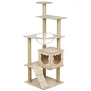 Cat Tree 138cm Scratching Post Scratcher Cats Tower Wood Furniture House