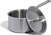[Made In] Cookware - 2 Quart Stainless Steel Saucepan with Lid - 5 Ply Stainless Clad Sauce Pan - Professional Cookware - Crafted in Italy - Induction Compatible