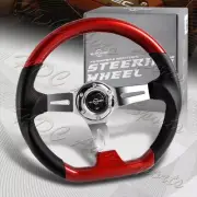 W-Power 13.5" Pearl Red Wood Grip 6-Hole Chrome 3-Spoke Vintage Steering Wheel (for: Volkswagen)