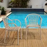 Furb Dining Chair Set of 2, Plastic Outdoor Dining Set for Home Furniture Kitchen Garden Patio, Camel