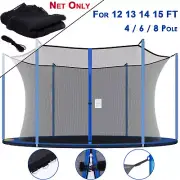 12-15FT Trampoline Safety Net Fit For 6/8 Straight Poles Replacement Enclosure