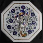 Nature Pattern Inlay Work Coffee Table Top White Marble Side Table for Garden