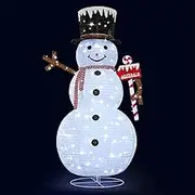 Solight 180cm 3D Snowman Christmas Light Australia LED Strip Lights Home Display Folding Xmas Decor Outdoor Holiday Party 8 Flickering Effects