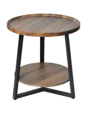 [Levede] Steel Legs Industrial Coffee Bedside Tables in Brown