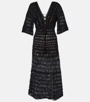 [Anna Kosturova] Anna Kosturova Marissa cotton crochet maxi dress AU 12 black