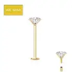 14K SOLID GOLD 16G INTERNALLY THREADED PRONG SET 2MM CZ STUD LABRET TRAGUS RING