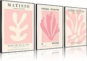YBARTZQ 3 Pcs Pink Matisse Wall Art Prints - Abstract Flower Market Canvas Painting, Henri Exhibition Poster, Retro Danish Pastels Aesthetic Artwork Pictures 12x16 Inch
