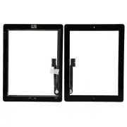 Black Touch Digitizer + Home Button + Adhesive Camera Bracket for iPad 3 iPad 4