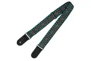Guitar Strap - XTR 2 Inch Black Deluxe Poly Cotton Vintage Teal Pattern