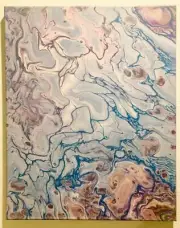 Original Acrylic Abstract Painting Canvas Blue White Ocean Decor Savage Artwork