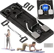 Foldable Pilates Reformer Set, Multifuctional Pilates Machine with Timing, Anti-Slip Base, Automatic Rebound Pilates Reformer Machine, Ab Exercise Board Full Body Workout Equipment Black