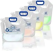 WaterStorageCube Premium Collapsible Water Container Bag, BPA Free Food Grade Clear Plastic Storage Jug for Camping Hiking Backpack Emergency, No-Leak Freezable Foldable Water Bottle 1.3 Gallon 4-Pack