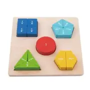 Wooden Fraction Puzzle Board – 16 Piece Educational Math Toy for Kids