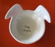"DOG DAYS" Ring Coin Trinket Dish By Mud Pie Dog Face Shape W/Ears White